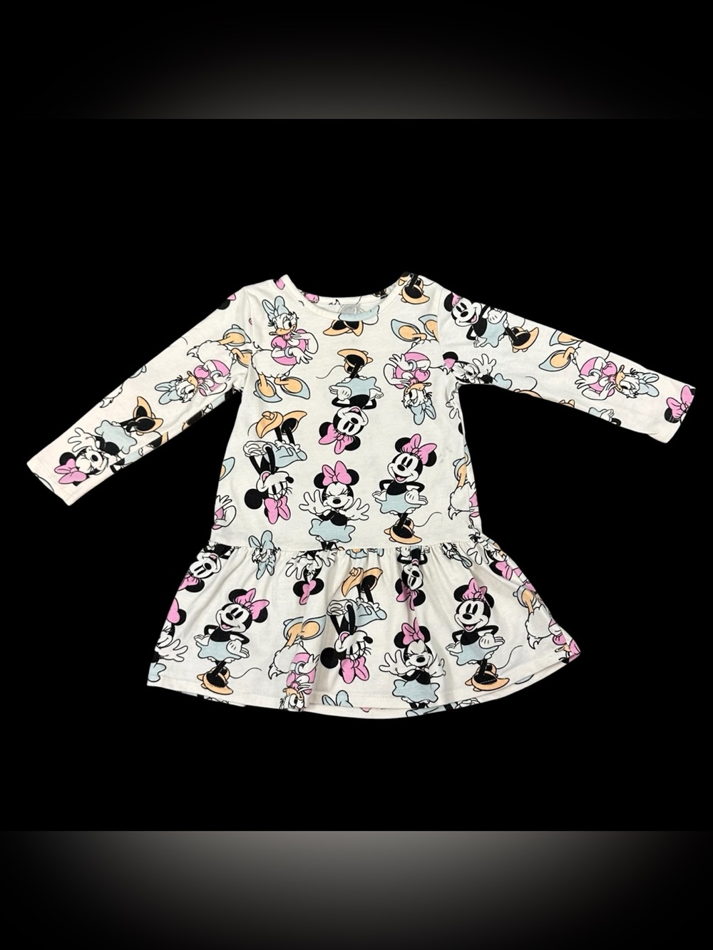 Disney Junior Minnie Mouse Daisy Duck Girls 3T Long Sleeve Dress Pink Blue
